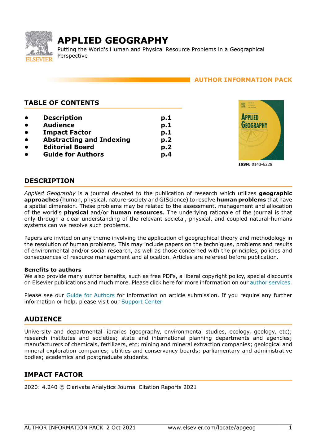 APPLIED GEOGRAPHY Putting the World's Human and Physical Resource Problems in a Geographical Perspective