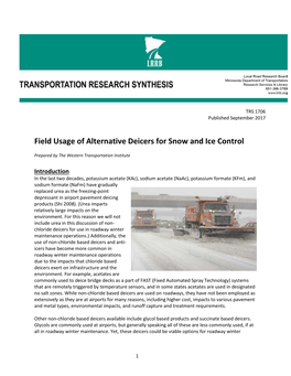 Field Usage of Alternative Deicers for Snow and Ice Control