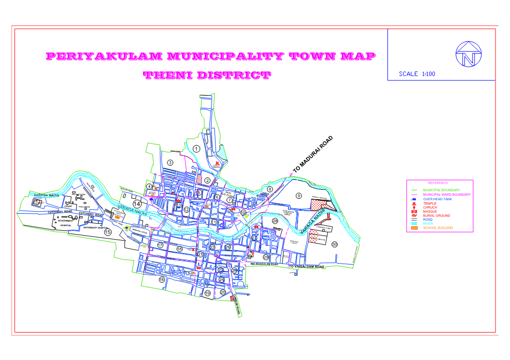 Periyakulam Municipality Town Map Theni District