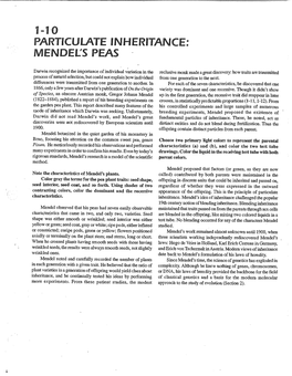Particulate Inheritance: Mendel's Peas