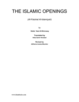 The Islamic Openings