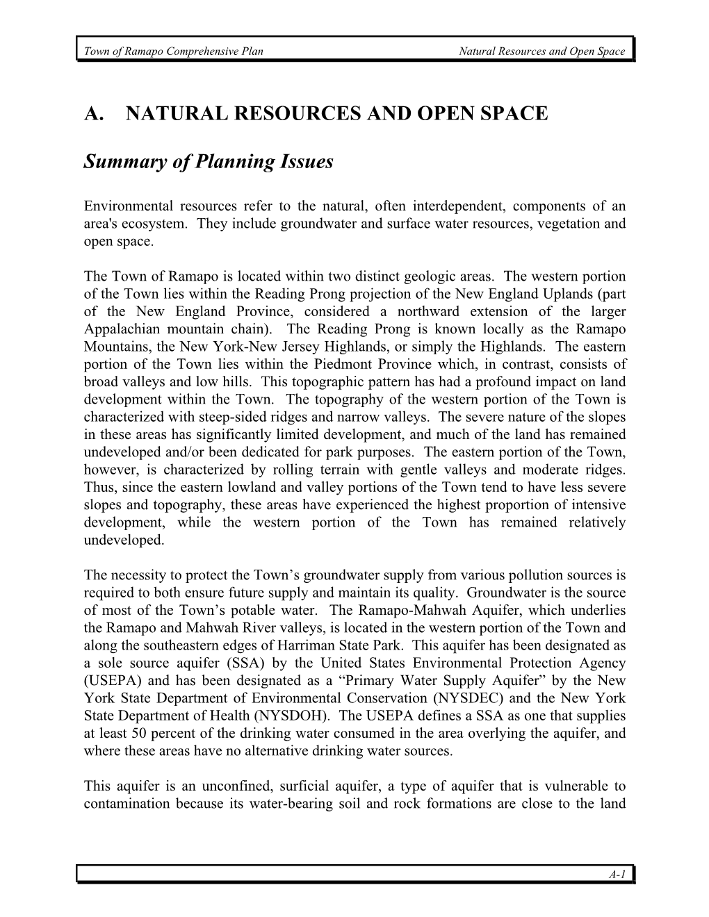 A. Natural Resources and Open Space