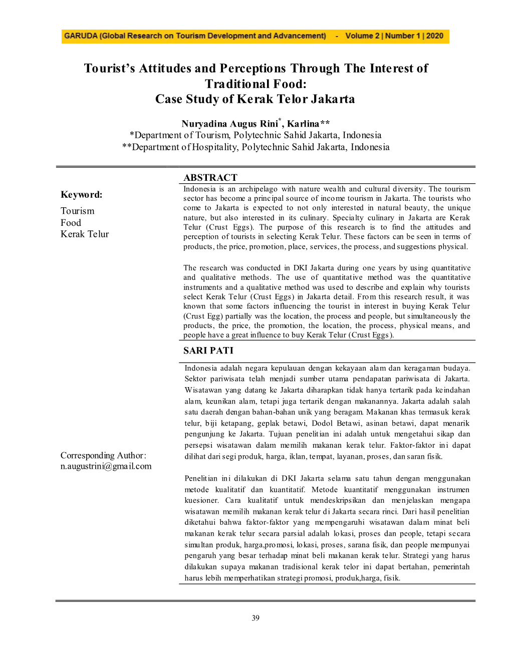 Case Study of Kerak Telor Jakarta