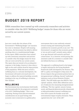 ESRA Budget 2019 Report