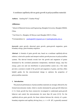 A Nonlinear Capillarity-Driven Grain Growth in Polycrystalline Materials