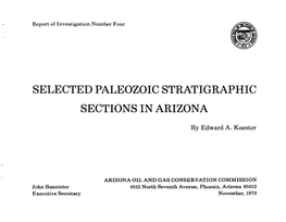 Selected Paleozoic Stratigraphic Sections in Arizona