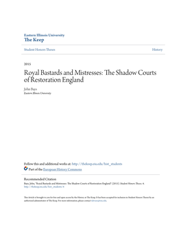 Royal Bastards and Mistresses: the Shadow Courts of Restoration England