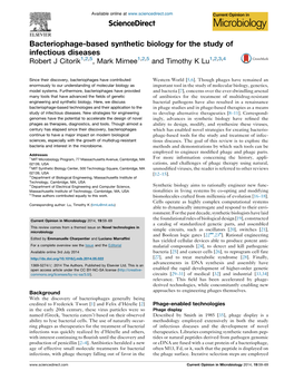 Bacteriophage-Based Synthetic Biology for the Study Of