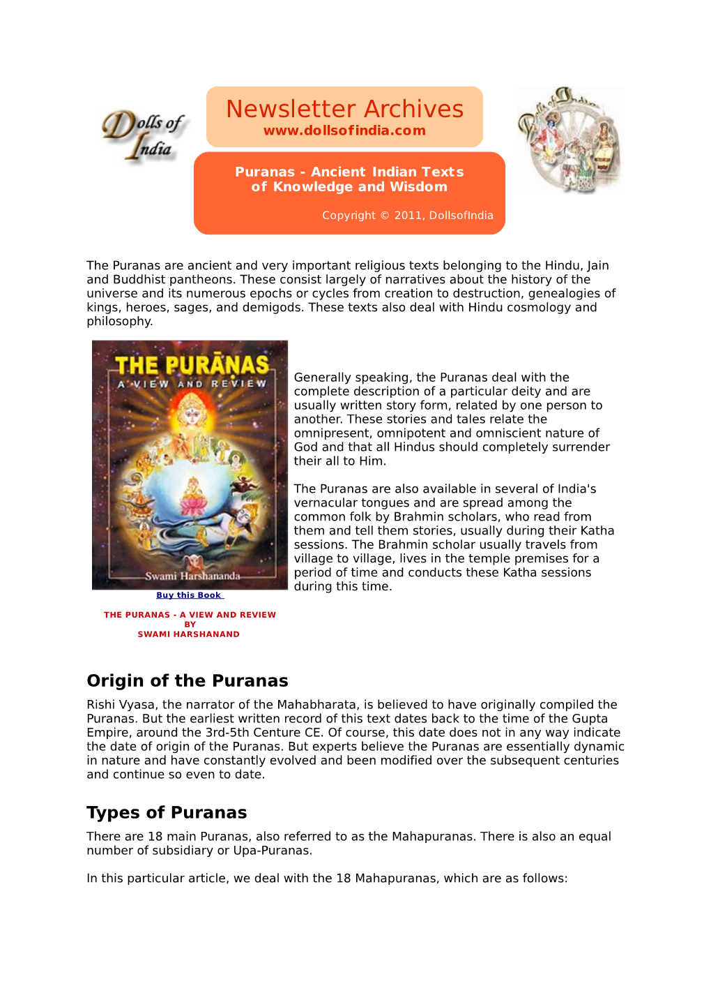 Puranas - Ancient Indian Text S of Knowledge and Wisdom