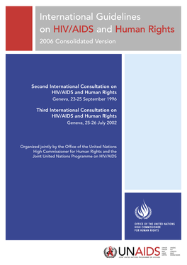 International Guidelines on HIV/AIDS and Human Rights 2006 Consolidated Version