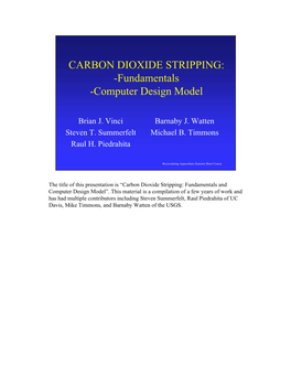 CARBON DIOXIDE STRIPPING: -Fundamentals -Computer Design Model