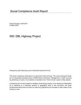 53376-001: DBL Highway Project