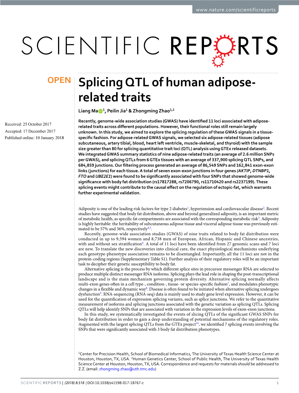 Splicing QTL of Human Adipose-Related Traits