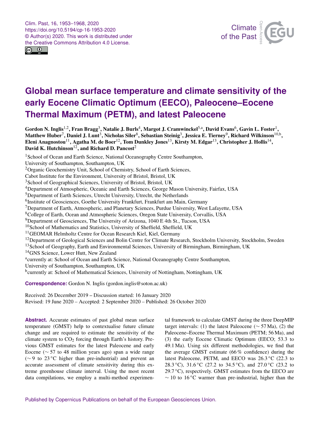 (EECO), Paleocene–Eocene Thermal Maximum (PETM), and Latest Paleocene