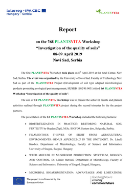 Report on the 1St PLANTSVITA Workshop