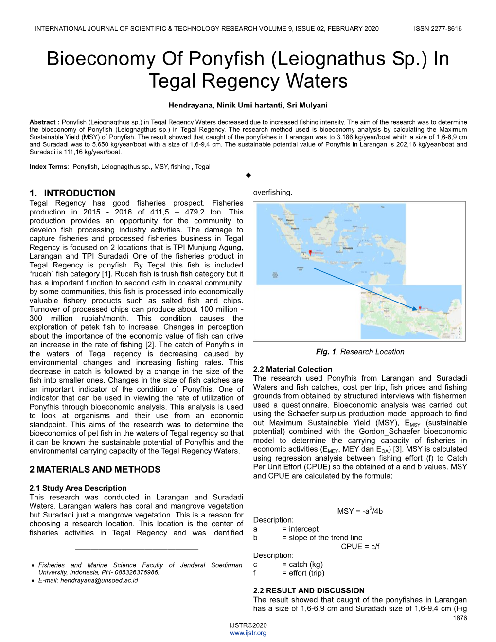 (Leiognathus Sp.) in Tegal Regency Waters