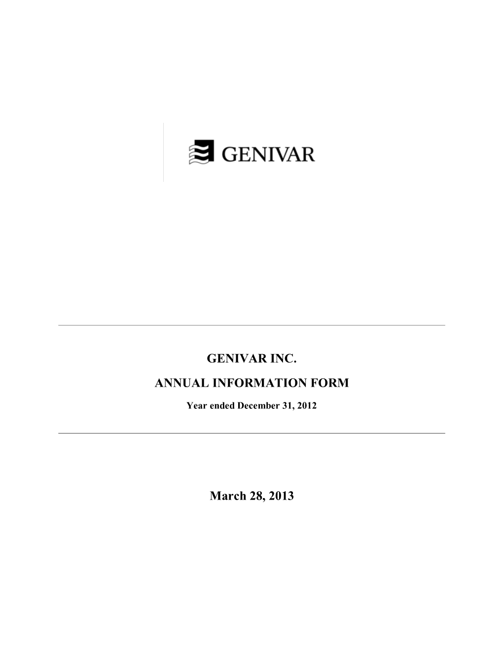 GENIVAR INC. ANNUAL INFORMATION FORM March 28