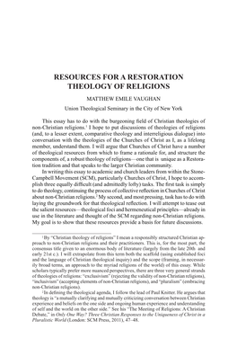 Resources for a Restoration Theology of Religions