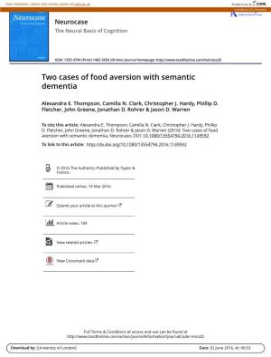 Two Cases of Food Aversion with Semantic Dementia