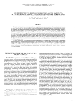 1. Introduction to the North Atlantic-Arctic Gateways: Plate Tectonic-Paleoceanographic History and Significance1