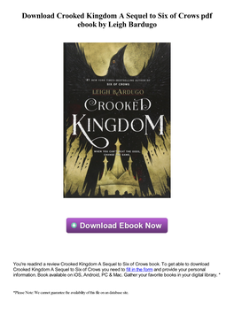 Download Crooked Kingdom a Sequel to Six of Crows Pdf Book by Leigh Bardugo