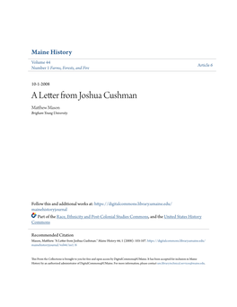 A Letter from Joshua Cushman Matthew Am Son Brigham Young University