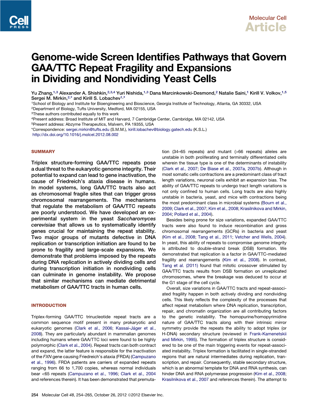 Genome-Wide Screen Identifies Pathways That Govern GAA/TTC