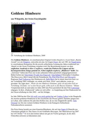Goldene Himbeere Aus Wikipedia, Der Freien Enzyklopädie