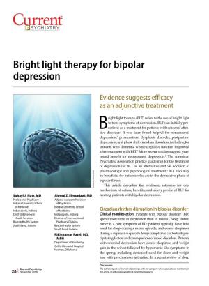 Bright Light Therapy for Bipolar Depression