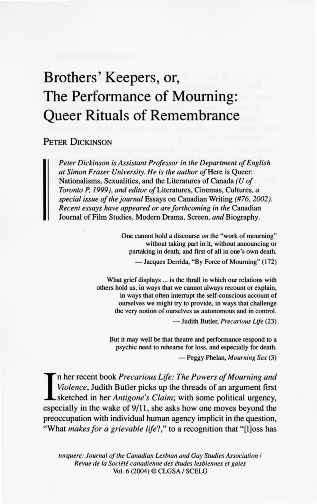 Queer Rituals of Remembrance