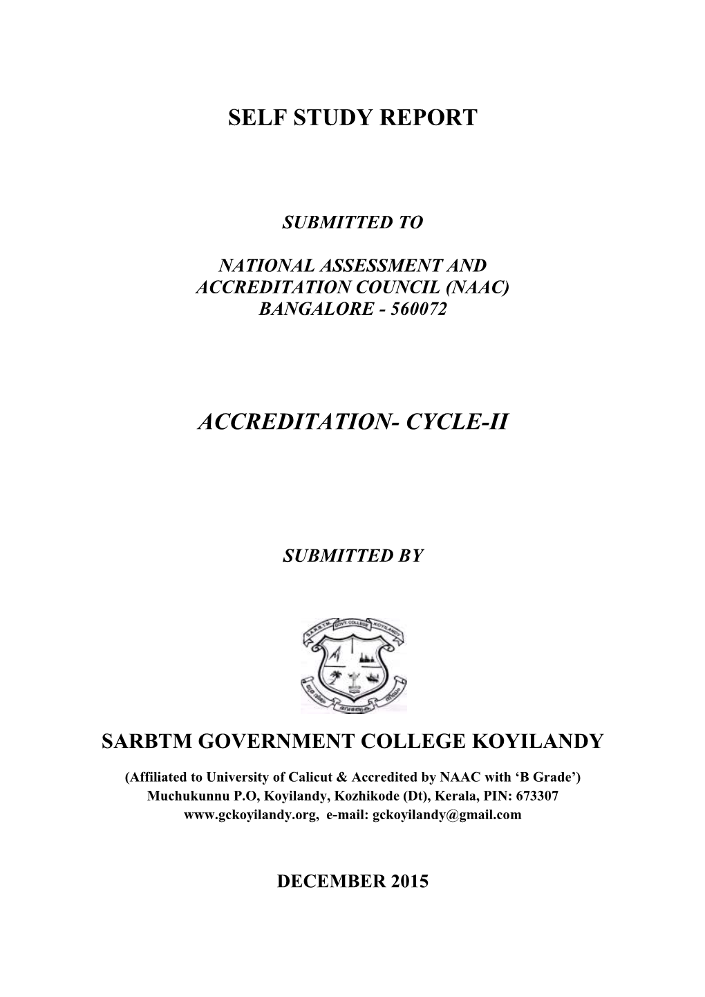 Self Study Report Accreditation- Cycle-Ii