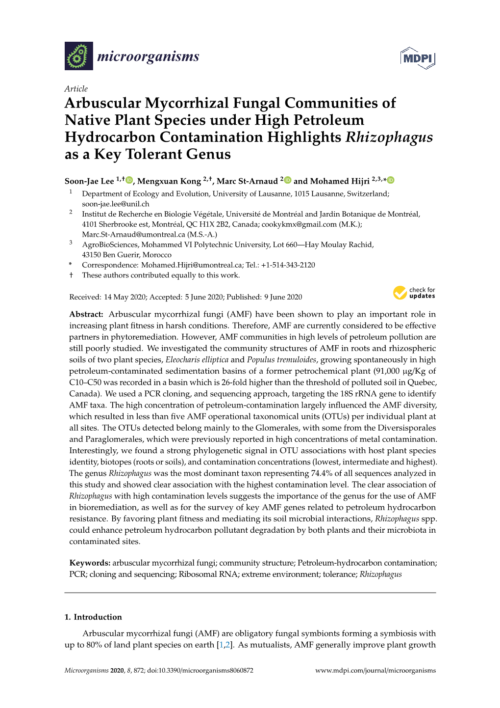 Arbuscular Mycorrhizal Fungal Communities of Native Plant Species Under High Petroleum Hydrocarbon Contamination Highlights Rhizophagus As a Key Tolerant Genus