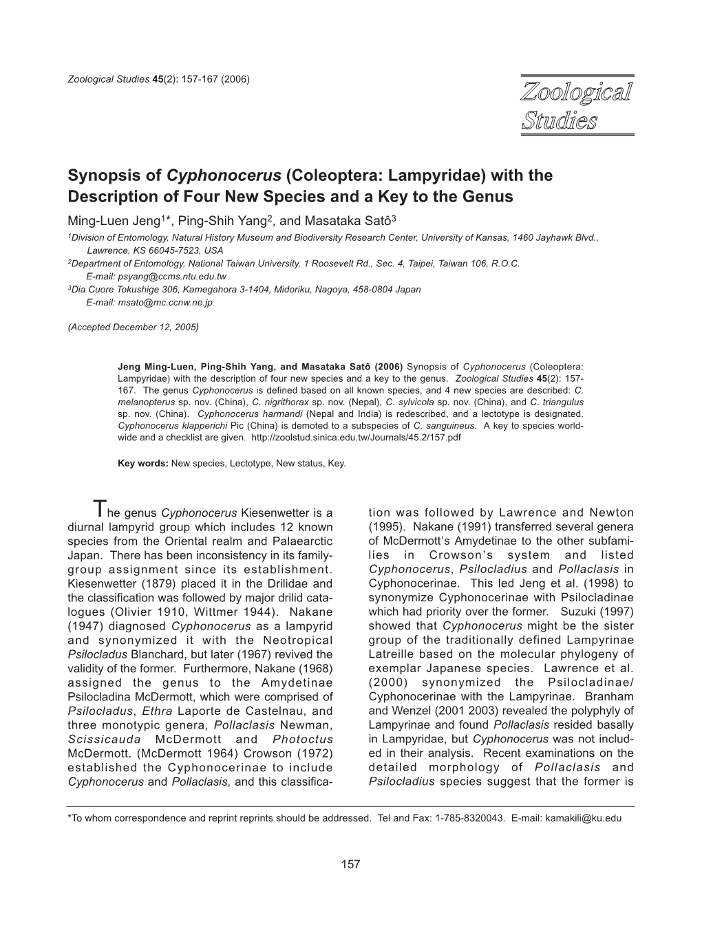 Synopsis of Cyphonocerus (Coleoptera: Lampyridae) with the Description of Four New Species and a Key to the Genus