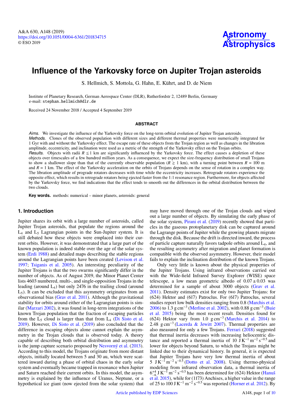 Influence of the Yarkovsky Force on Jupiter Trojan Asteroids