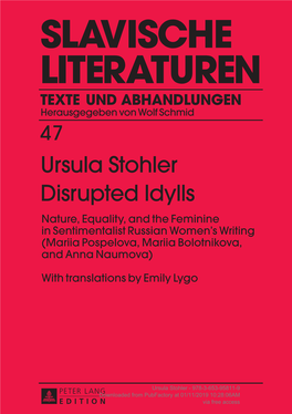 Nature, Equality, and the Feminine in Sentimentalist Russian Women's Writing (Mariia Pospelova, Mariia Bolotnikova, and Anna Naumova) with Translations by Emily Lygo