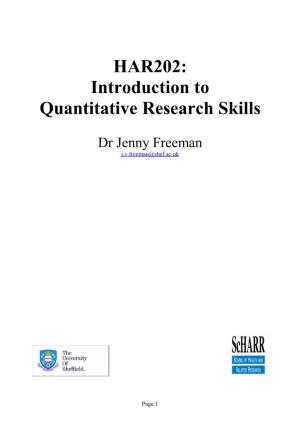 HAR202: Introduction to Quantitative Research Skills