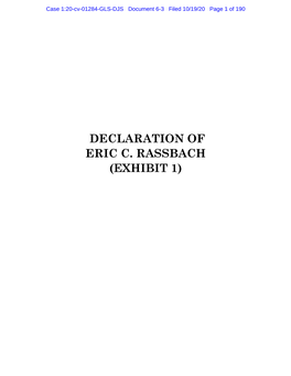 DECLARATION of ERIC C. RASSBACH (EXHIBIT 1) Case 1:20-Cv-01284-GLS-DJS Document 6-3 Filed 10/19/20 Page 2 of 190