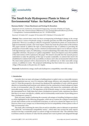 The Small-Scale Hydropower Plants in Sites of Environmental Value: an Italian Case Study