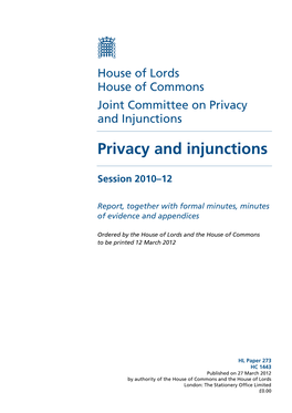 Joint Committee on Privacy and Injunctions
