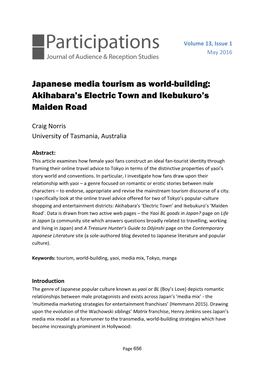 Japanese Media Tourism As World-Building: Akihabara's Electric