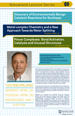 Pincer Complexes: Bond Activation, Catalysis and Unusual Structures WEDNESDAY, MAY 1