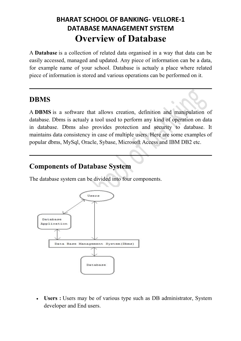 Overview of Database
