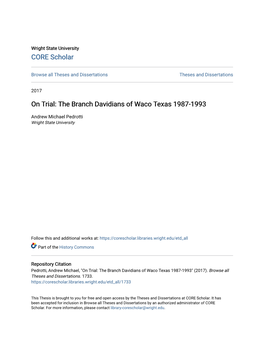 The Branch Davidians of Waco Texas 1987-1993