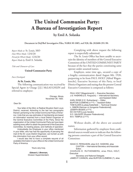 The United Communist Party: a Bureau of Investigation Report by Emil A