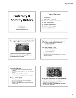 Fraternity & Sorority History