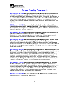 Power Quality Standards