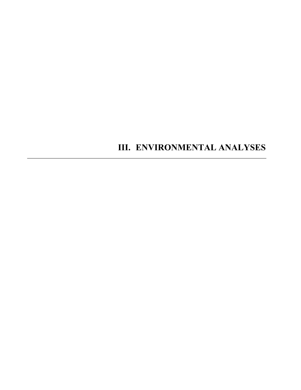 Iii. Environmental Analyses