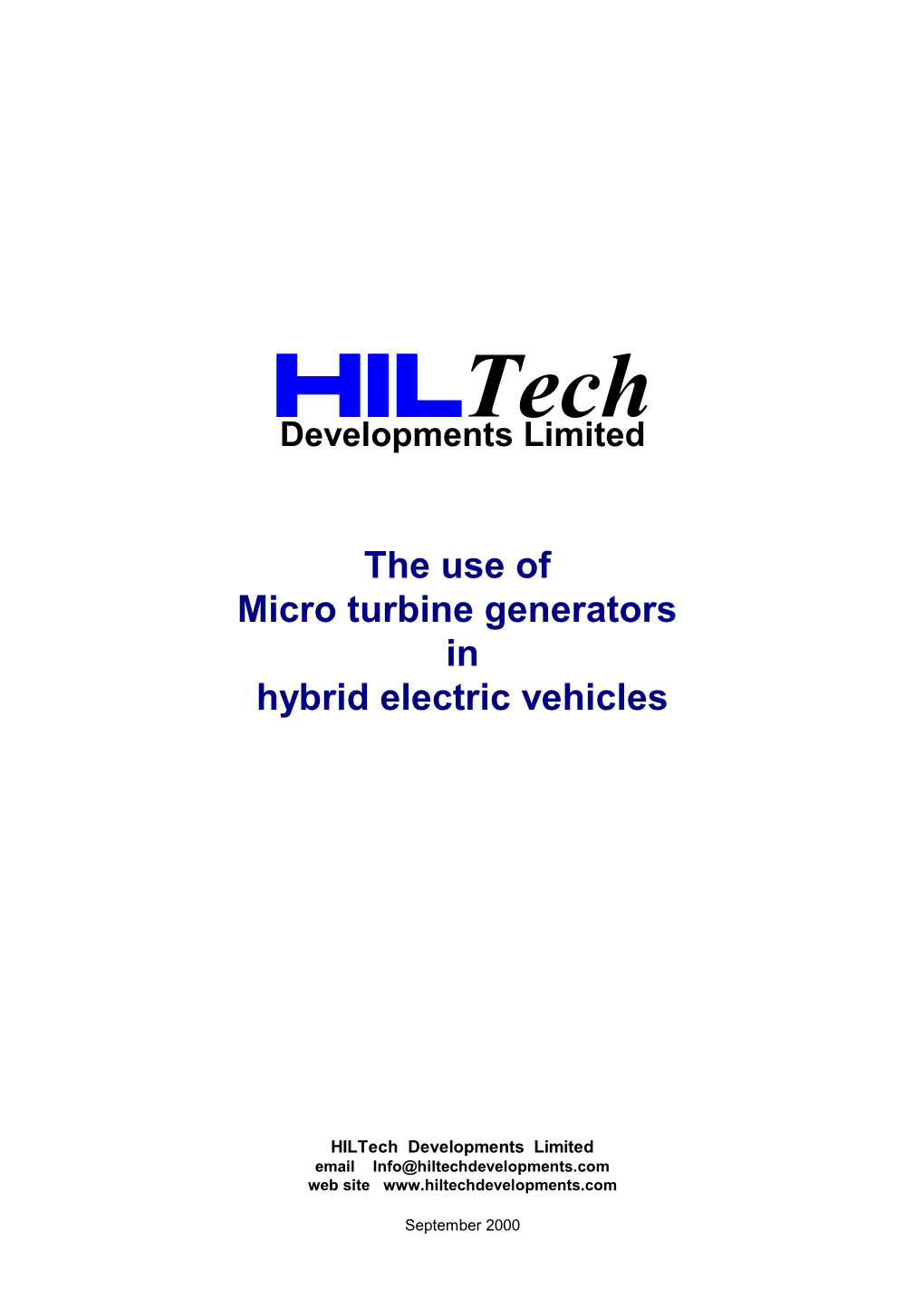 The Use of Microturbine Generators in Hybrid Electric Vehicles