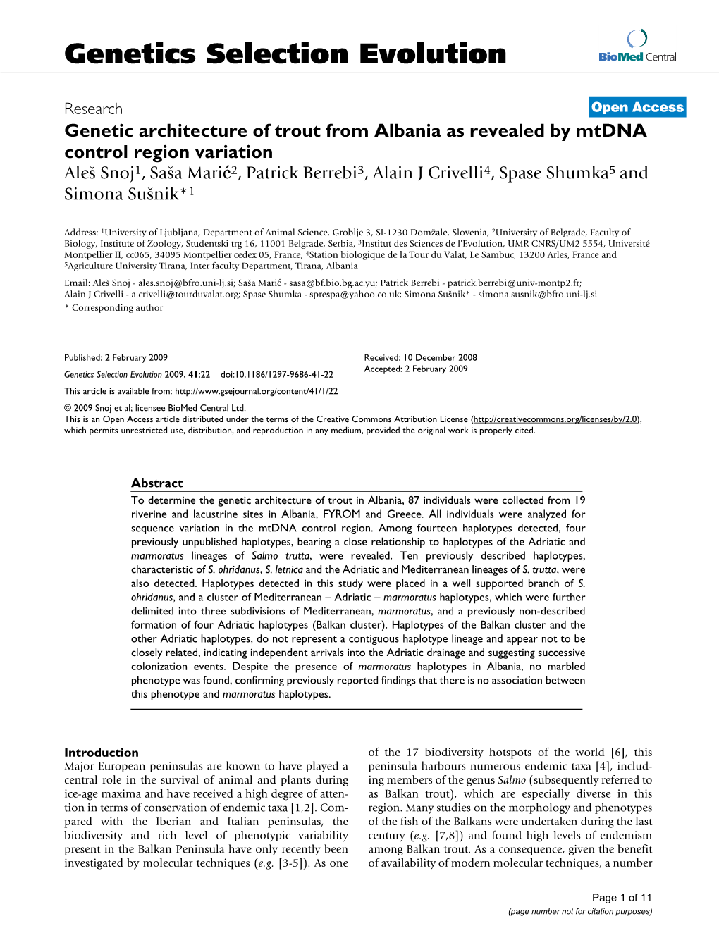 Genetics Selection Evolution Biomed Central