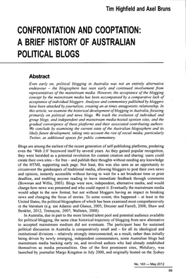 A Brief History of Australian Political Blogs